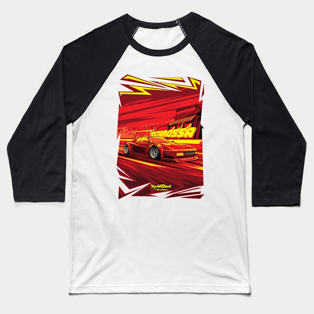 Testarossa Red theme Baseball T-Shirt by ASAKDESIGNS